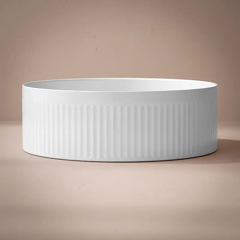 Vasque Vasque à poser cannelée, 37.5 cm, Blanc brillant Corinto Fino Cilin 